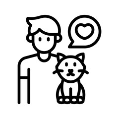 Cat love icon set style collection in line, solid, flat, flat line style on white background