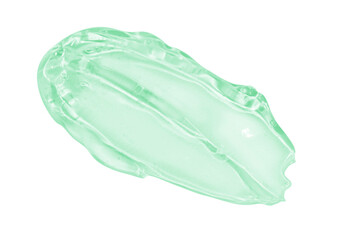 smear of transparent green cosmetic gel. On an empty background.