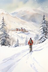 skier on the top of mountain