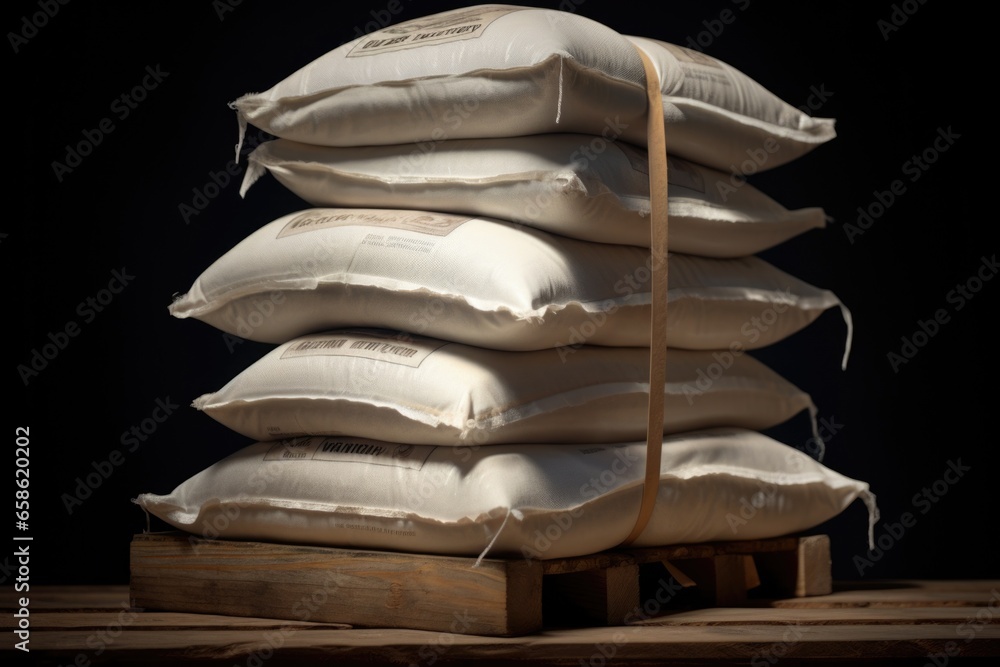 Aufkleber a stack of pillows sitting on top of a wooden crate. this versatile image can be used to depict comf