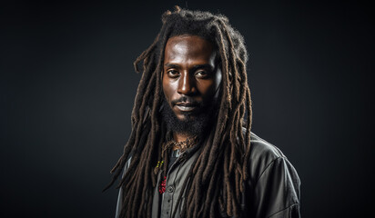 Portrait of man with dreadlocks in his hair. Lifestyle concept. AI generated