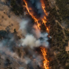 A satellite image of a wildfire, showing the spread of flames and thick plumes of smoke5