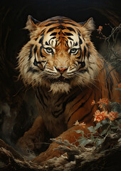 Wild Majesty: A Snarling Tiger in the Jungle,portrait of a tiger,portrait of a bengal tiger