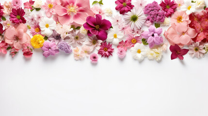 Fototapeta na wymiar Composition of beautiful flowers on a white background