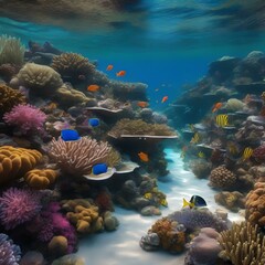 Obraz premium A computer-generated visualization of a thriving and biodiverse coral reef ecosystem2