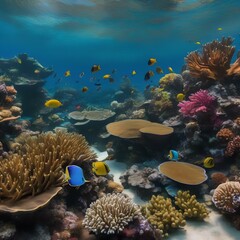 Naklejka na ściany i meble A panoramic view of a vibrant and diverse coral reef ecosystem teeming with marine life5