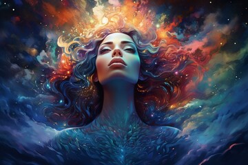 vibrant psychic waves, serene spiritual concept,. Generative AI