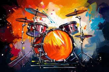 drum illustration with paint style
