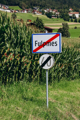 Exit from the village of Fulpmes in western Austria
