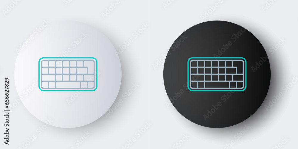 Poster line computer keyboard icon isolated on grey background. pc component sign. colorful outline concept