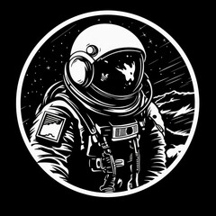 Astronaut logo, black and white, AI generated Image
