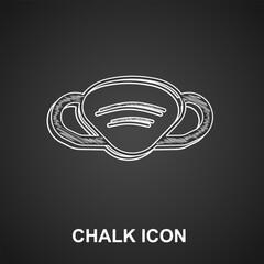 Obraz premium Chalk Medical protective mask icon isolated on black background. Vector