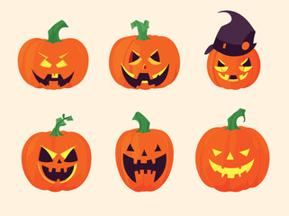 Free vector Halloween pumpkins collection