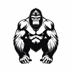 Gorilla logo black and white, AI generated Image