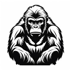 Obraz premium Gorilla logo black and white, AI generated Image