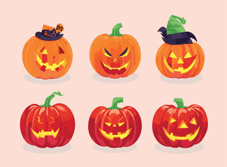 Free vector Halloween pumpkins collection