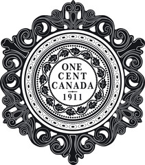 Canada one cent 1911 with vintage frame