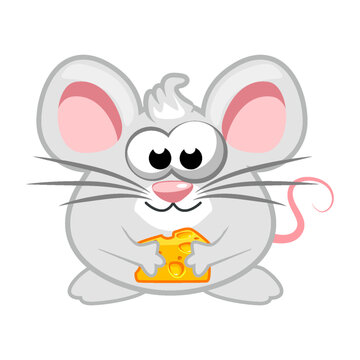 Funny and cute mouse sitting and smiling happily - vector