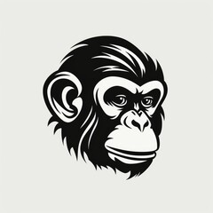 Monkey logo, black and white, AI generated Image