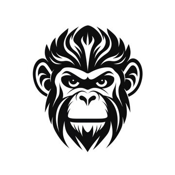 Monkey logo, black and white, AI generated Image
