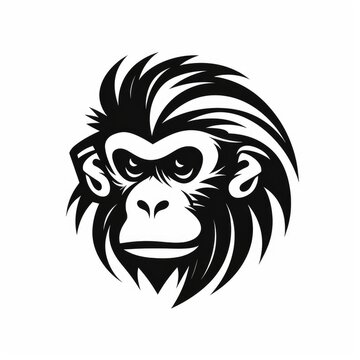 Monkey logo, black and white, AI generated Image