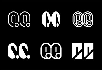 Set of letter QQ logos. Abstract logos collection with letters. Geometrical abstract logos