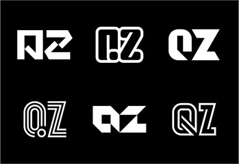 Set of letter QZ logos. Abstract logos collection with letters. Geometrical abstract logos