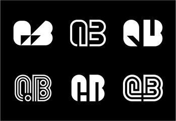 Set of letter QB logos. Abstract logos collection with letters. Geometrical abstract logos