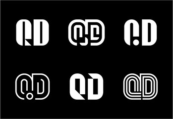 Set of letter QD logos. Abstract logos collection with letters. Geometrical abstract logos