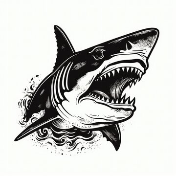 Shark logo, black and white, AI generated Image