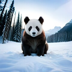 Obraz premium panda in the snow created using AI tools
