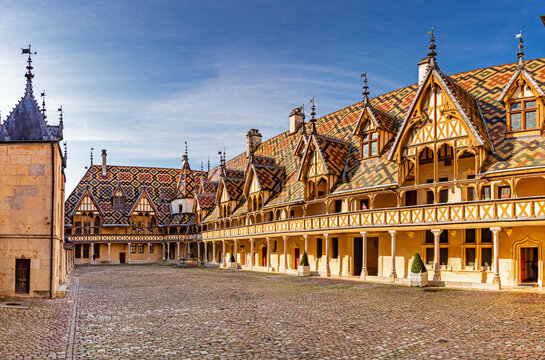 The Hospices de Beaune or H&ocirc;tel-Dieu de Beaune is a former charitable almshouse in Beaune, France