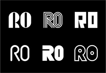 Set of letter RO logos. Abstract logos collection with letters. Geometrical abstract logos