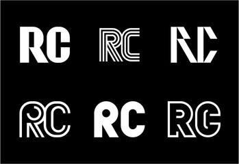 Set of letter RC logos. Abstract logos collection with letters. Geometrical abstract logos