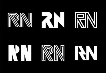 Set of letter RN logos. Abstract logos collection with letters. Geometrical abstract logos