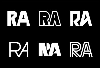 Set of letter RA logos. Abstract logos collection with letters. Geometrical abstract logos
