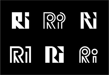 Set of letter RI logos. Abstract logos collection with letters. Geometrical abstract logos