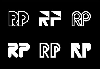 Set of letter RP logos. Abstract logos collection with letters. Geometrical abstract logos