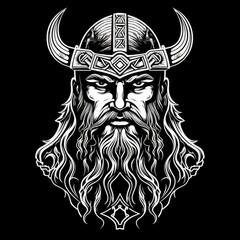 Viking logo, black and white, AI generated Image