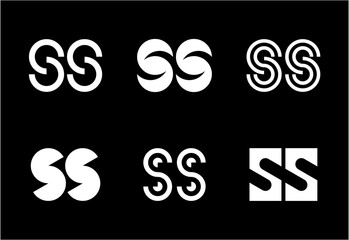 Set of letter SS logos. Abstract logos collection with letters. Geometrical abstract logos
