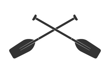 Crossed oars graphic icon. Two boat paddles sign isolated on white background. Vector illustration - obrazy, fototapety, plakaty