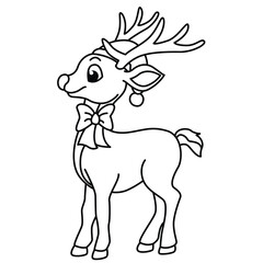 Funny reindeer cartoon for coloring book.