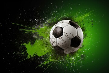 Soccer ball on splashes background. Generative AI