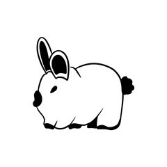 Vector illustration of hand drawn silhouette of a rabbit