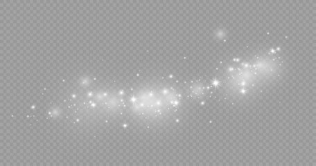 Dust sparks and stars shine with a special light. Christmas light effect. Glittering particles of magic dust.Vector sparkles on a transparent background. © alin4ik_2k06