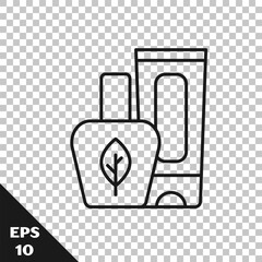 Black line Ointment cream tube medicine icon isolated on transparent background. Tube, container, toothpaste, cream sign. Vector