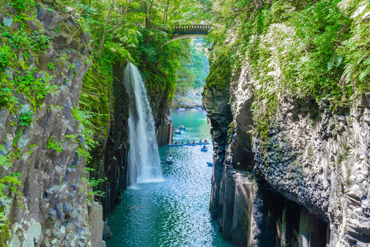 日本の人気の観光地 九州宮崎県の高千穂峡 Takachiho Gorge