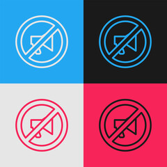 Pop art line Censored stamp icon isolated on color background. Vector