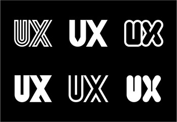 Set of letter UX logos. Abstract logos collection with letters. Geometrical abstract logos