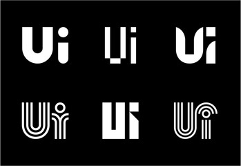 Set of letter UI logos. Abstract logos collection with letters. Geometrical abstract logos